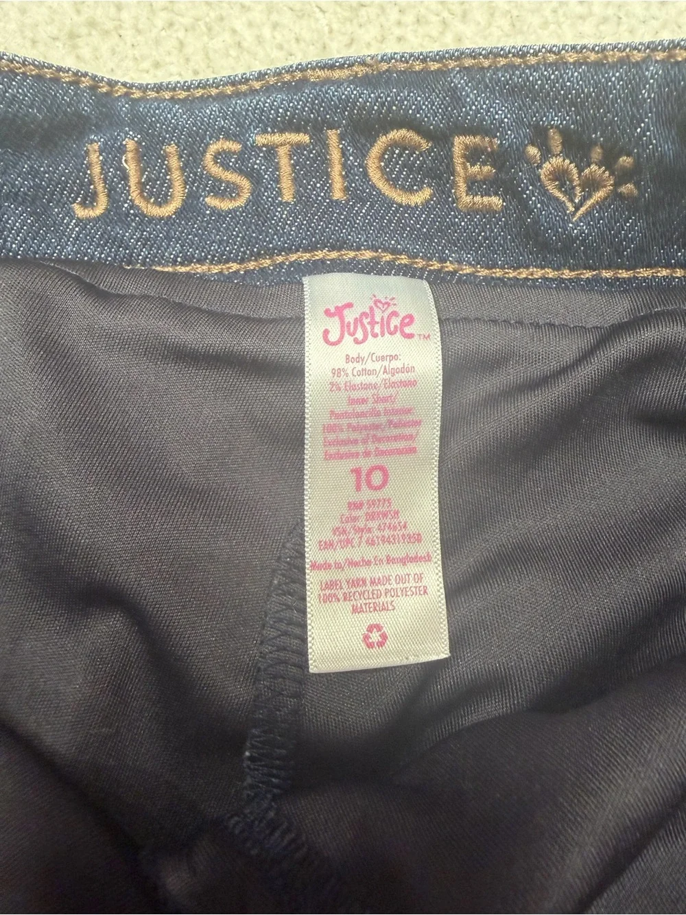 Justice Dark Blue Distressed Denim Mini Skirt